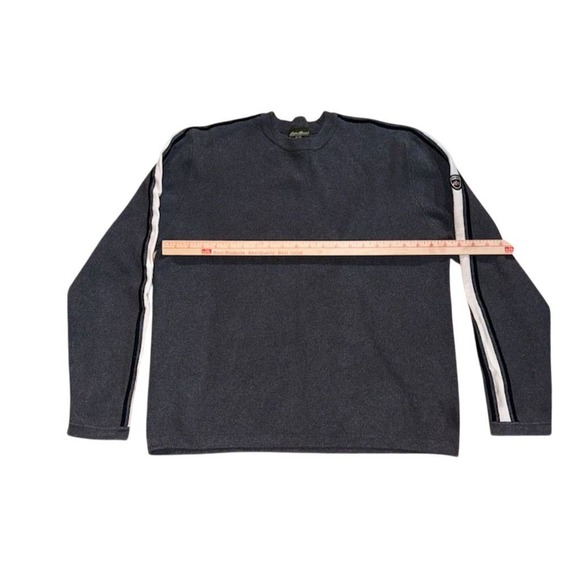 Eddie Bauer Men's Gray‎ Striped Crew Neck Pullover cotton Sweater L grandpacore - Picture 7 of 8